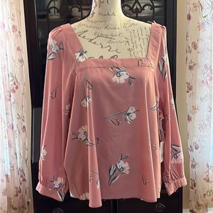 a.n.a. Dusty Rose Floral Women’s XL Shirt, New W/Tags